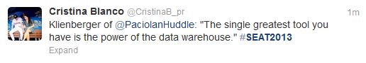 Data warehouse tweet