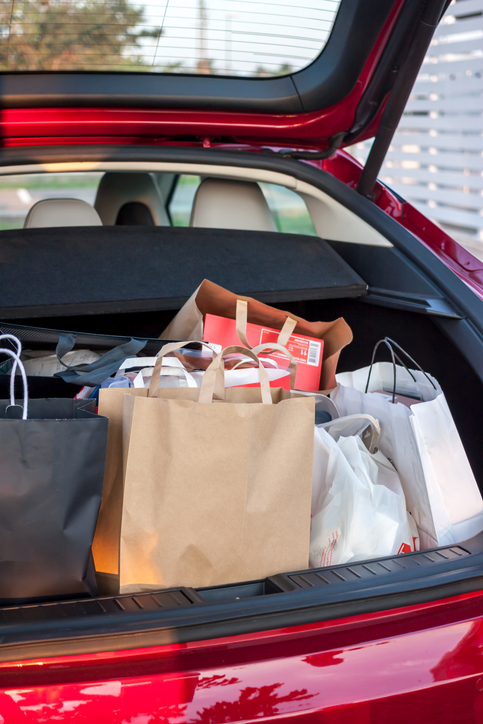 Shopping bags in trunk