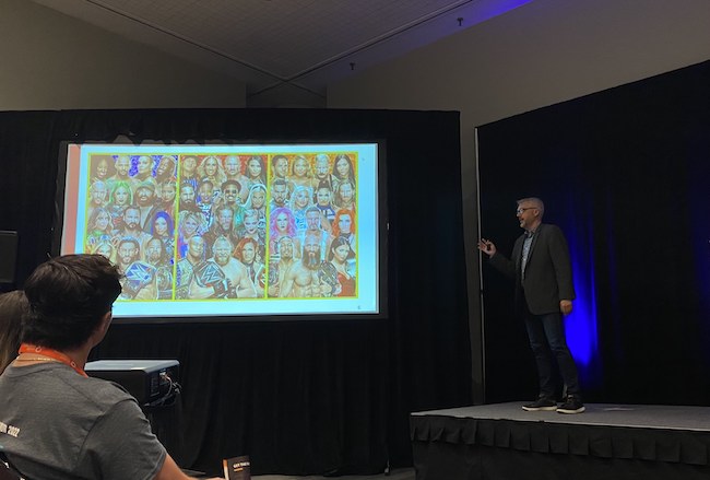 Brad Dancer of WWE presenting at the Quirk's Event New York.