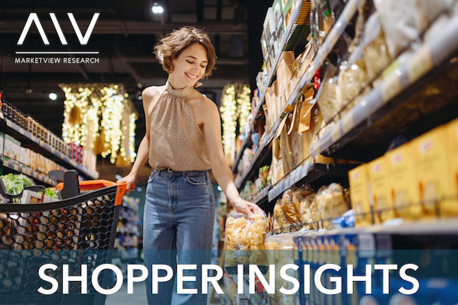 MarketView Shopper Insights image of woman shopping at a grocery store.