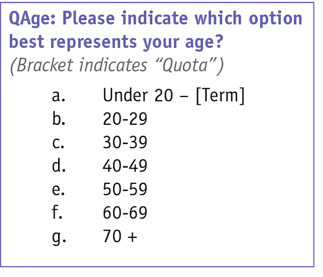 A question asking for age representation. 