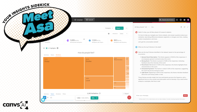 Canvs AI ASA research sidekick webpage.