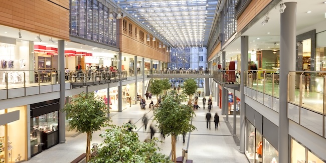 The inside of a shopping mall.